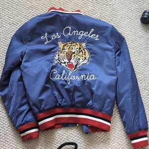 Blue Bomber Los Angeles California Jacket with Tiger Embroidery Sz S